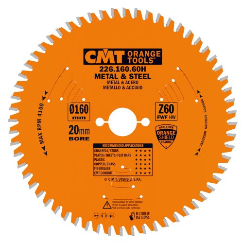 CMT Orange Industrial körfűrészlap vashoz  - D165x1,6 d20 Z60 HW