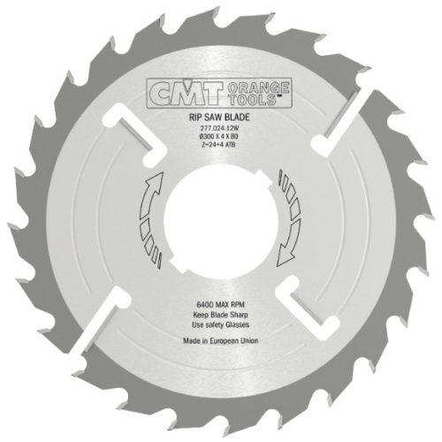 CMT Industrial hasító körfűrészlap tisztító fogakkal, megerősített - D300x4 d80 Z24+4 MEC HW