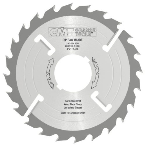 CMT Industrial hasító körfűrészlap tisztító fogakkal, vékony - D250x2,7 d80 Z20+4 MEC HW