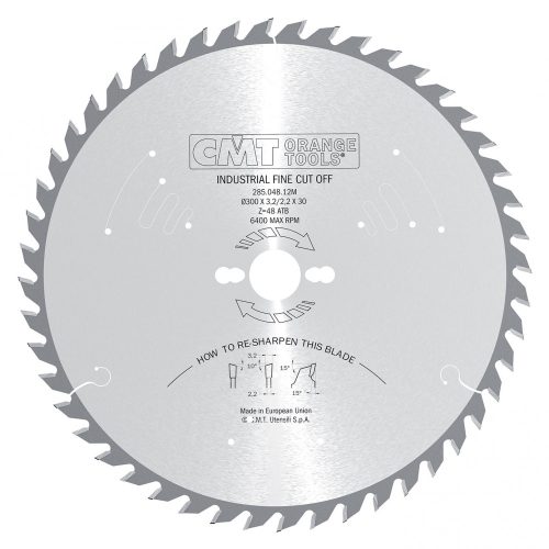 CMT Industrial Körfűrészlap hosszanti és keresztirányú vágásra - D250x3,2 d30 Z48 HW Csökkentett zajszint