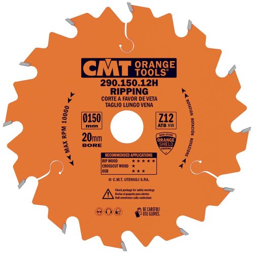 CMT Orange körfűrészlap hosszanti vágásokhoz - D160x20 Z12 HW