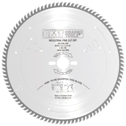 CMT Industrial Körfűrészlap finiselő keresztirányú vágásra - D305x3,2 d30 Z72 HW -5°Neg